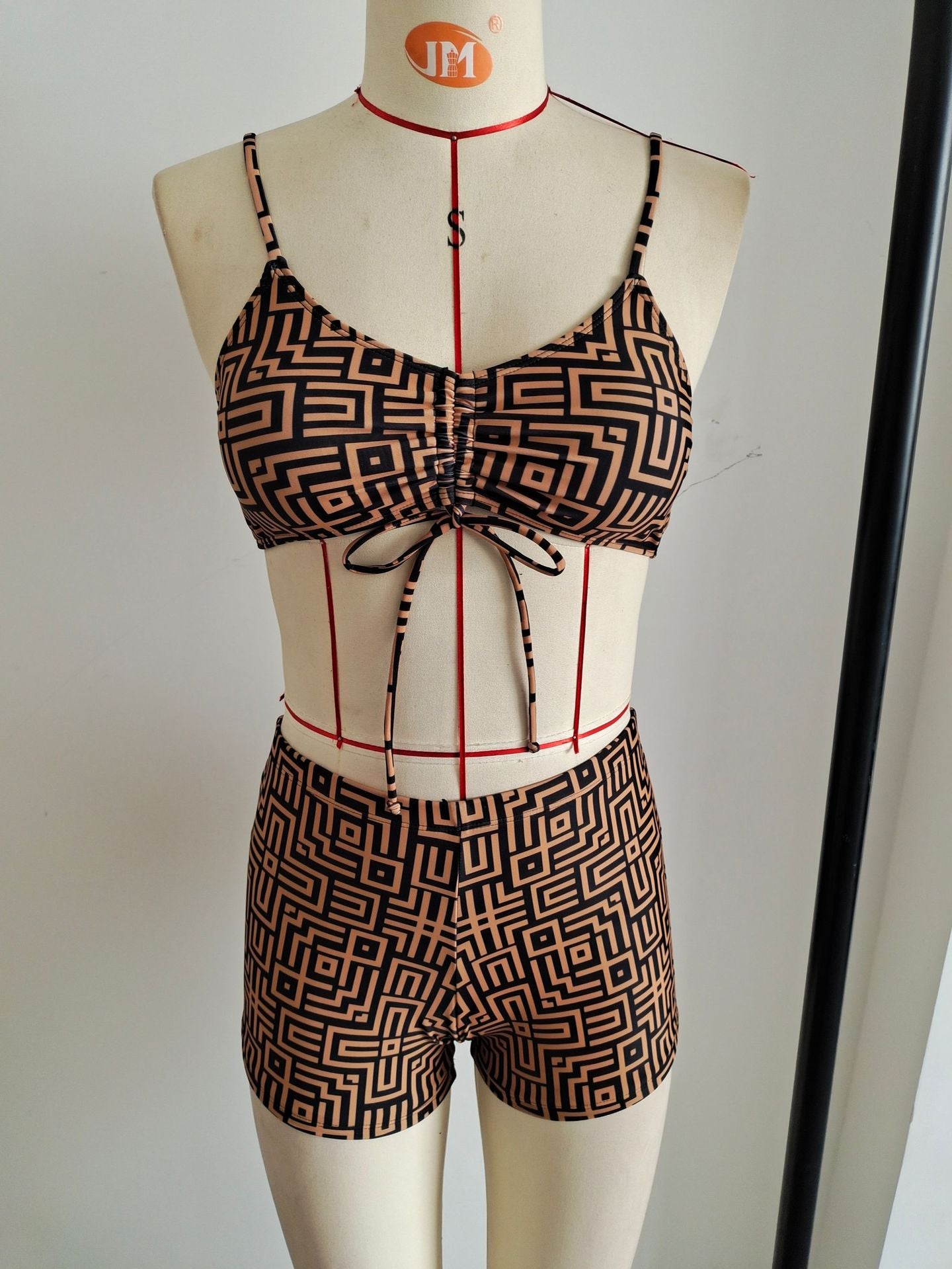 Geometric Print 3-Piece Women's Bikini | Long Sleeve Sun Protection Swimwear