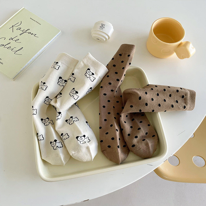 Cozy Cotton Crew Socks | Cute Puppy Winter Socks for Women
