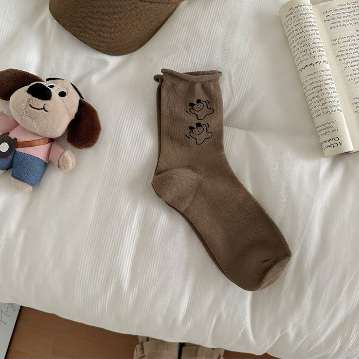 Cozy Cotton Crew Socks | Cute Puppy Winter Socks for Women