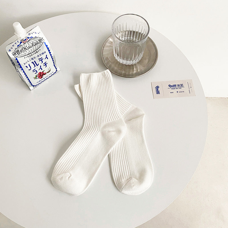 Trendy Slouch Crew Socks | Solid Neutral Socks for Women