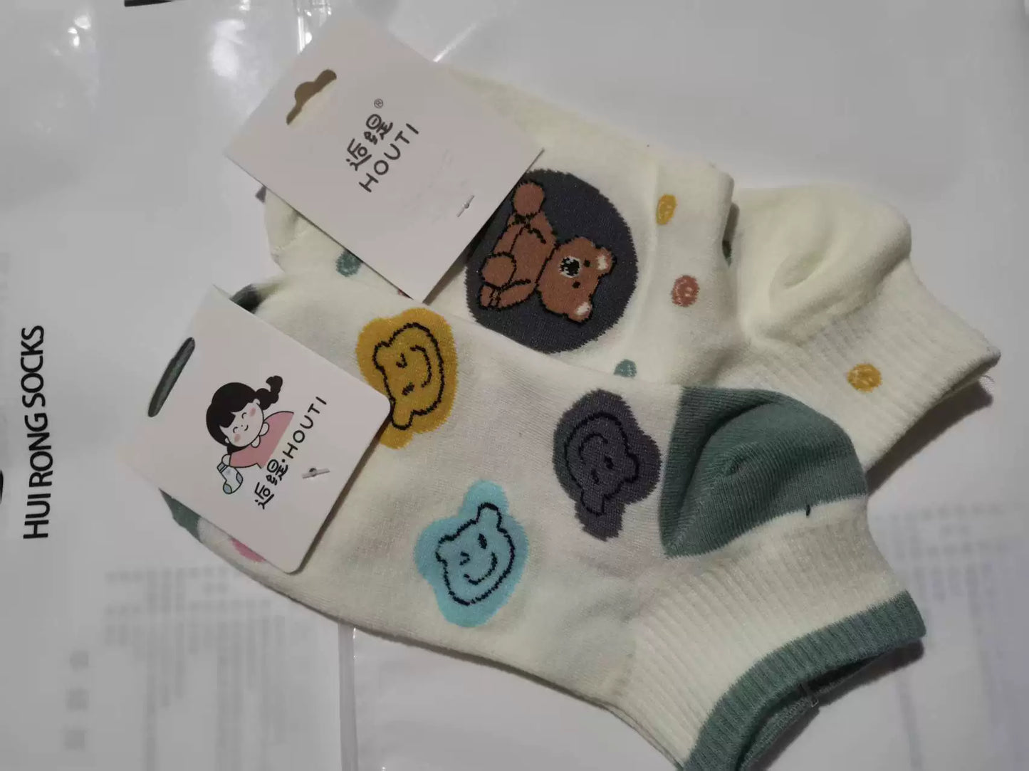 Cute Bear Print Ankle Socks | Breathable Summer Socks for Women