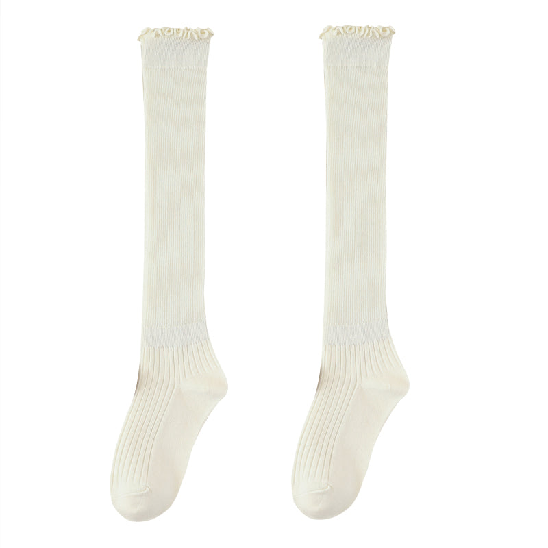 Ruffled Slouch Crew Socks | Women's Mid-Calf Cotton Socks