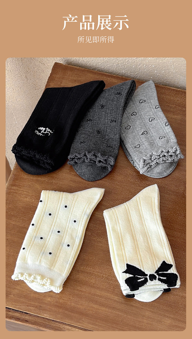 Cute Cotton Crew Socks for Women | Patterned Fall Winter Socks
