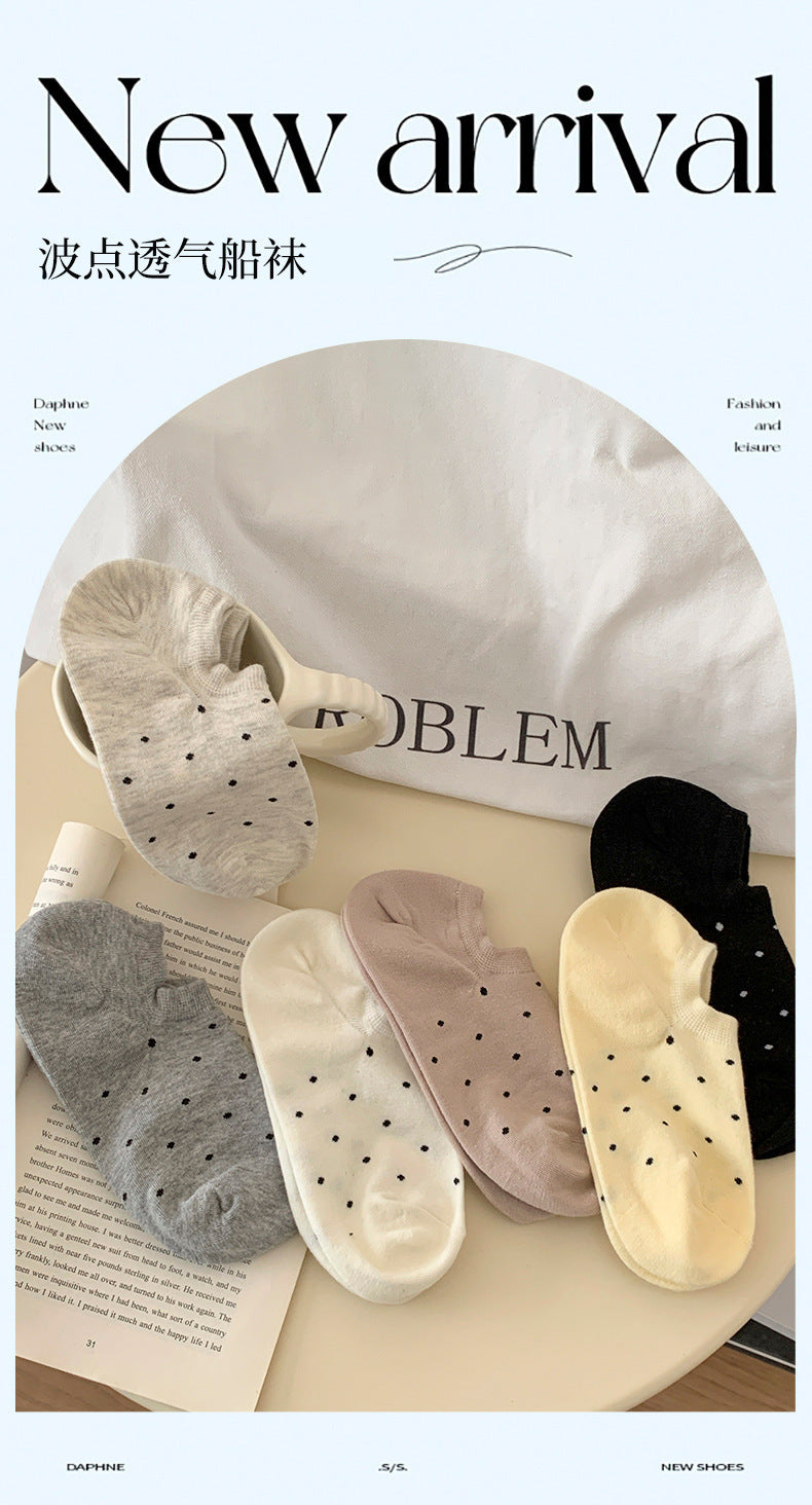 Polka Dot No Show Socks for Women | Breathable Cotton Low Cut