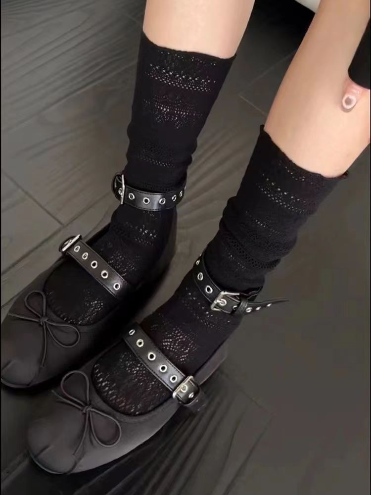 Lace Mesh Slouch Crew Socks | Breathable Summer Socks for Women