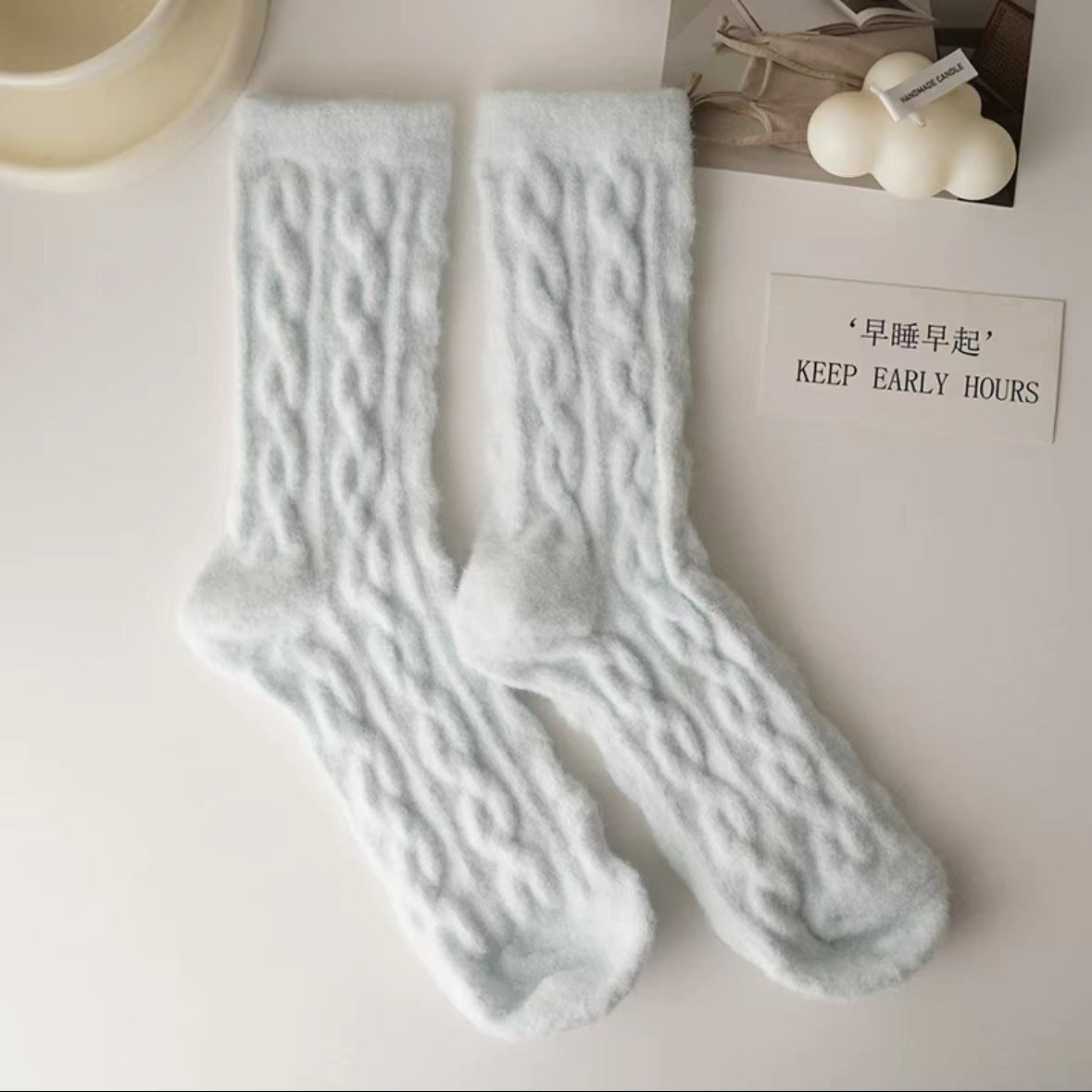 Cozy Fuzzy Crew Socks for Women | Warm Thick Winter Lounge