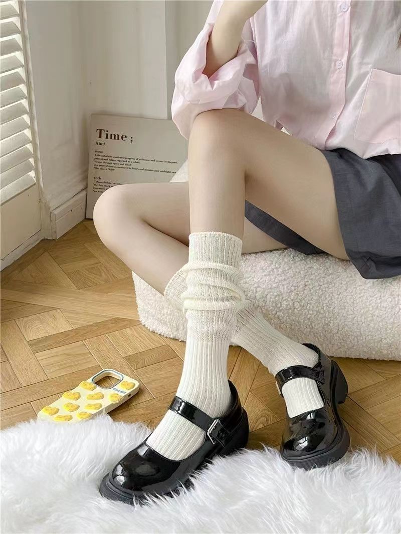 Slouch Knee High Crew Socks | Vertical Striped Slimming Socks for Women