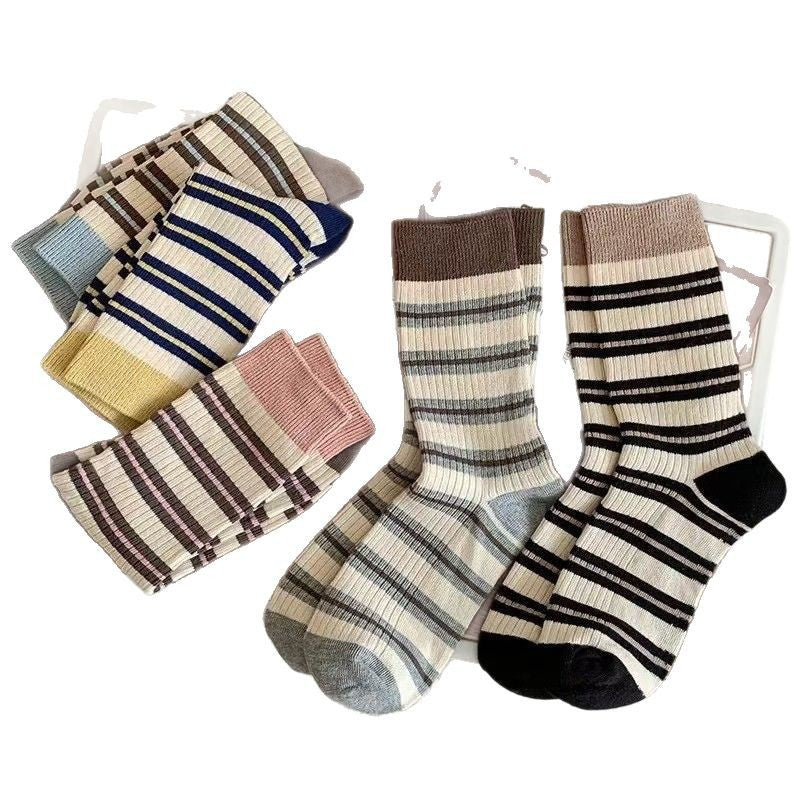Striped Crew Socks for Women | Casual Trendy Everyday Cotton Socks