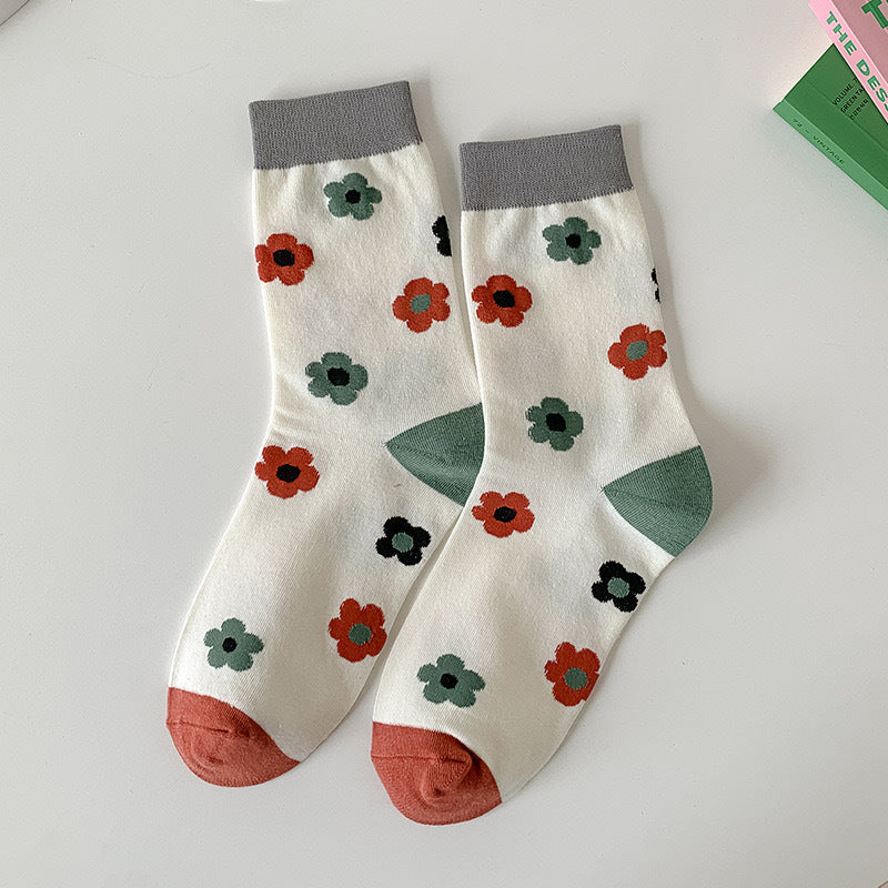 Cute Patterned Crew Socks for Women | Soft Cotton Casual Socks