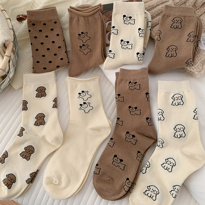Cozy Cotton Crew Socks | Cute Puppy Winter Socks for Women