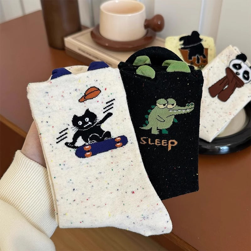 Cute Novelty Crew Socks | Fun Cartoon Patterned Socks for Women