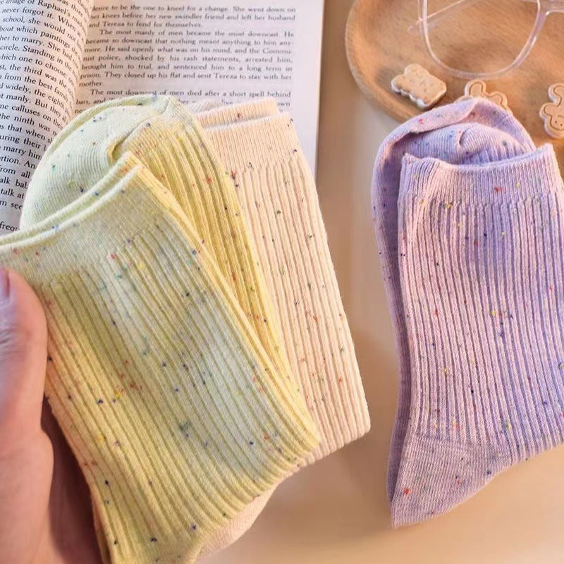 Speckled Cotton Crew Socks | Casual Everyday Women's Mid-Calf Socks
