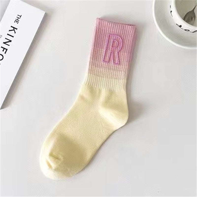 Gradient R Logo Crew Socks | Breathable Athletic Socks for Women
