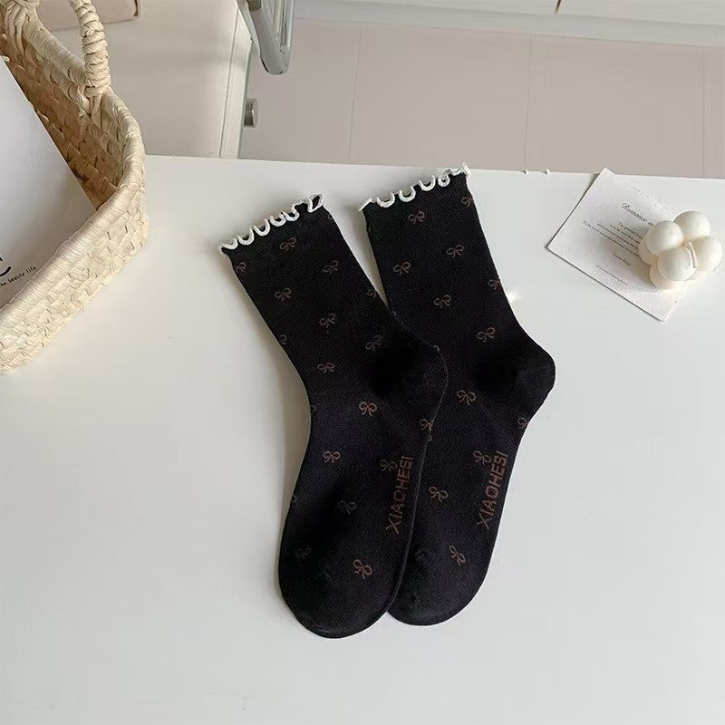 Vintage Ruffled Crew Socks | Cute Patterned Women's Everyday Socks