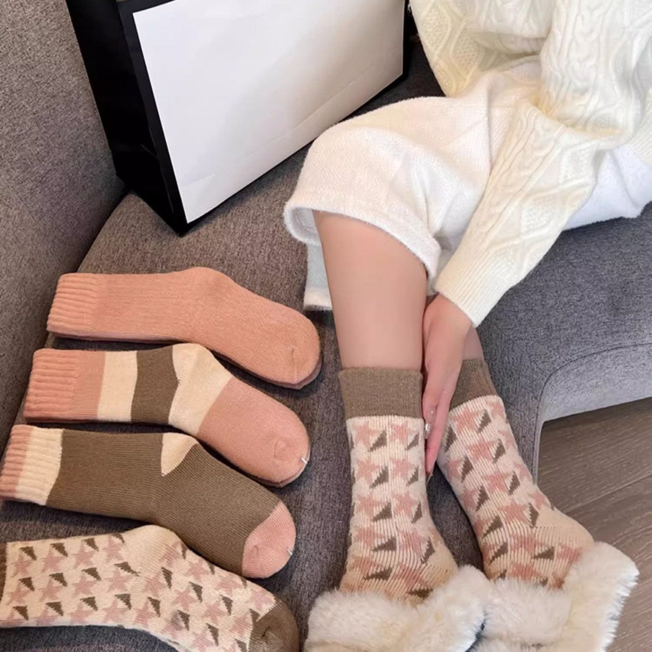 Cozy Thick Crew Socks for Women | Warm Winter Lounge Socks