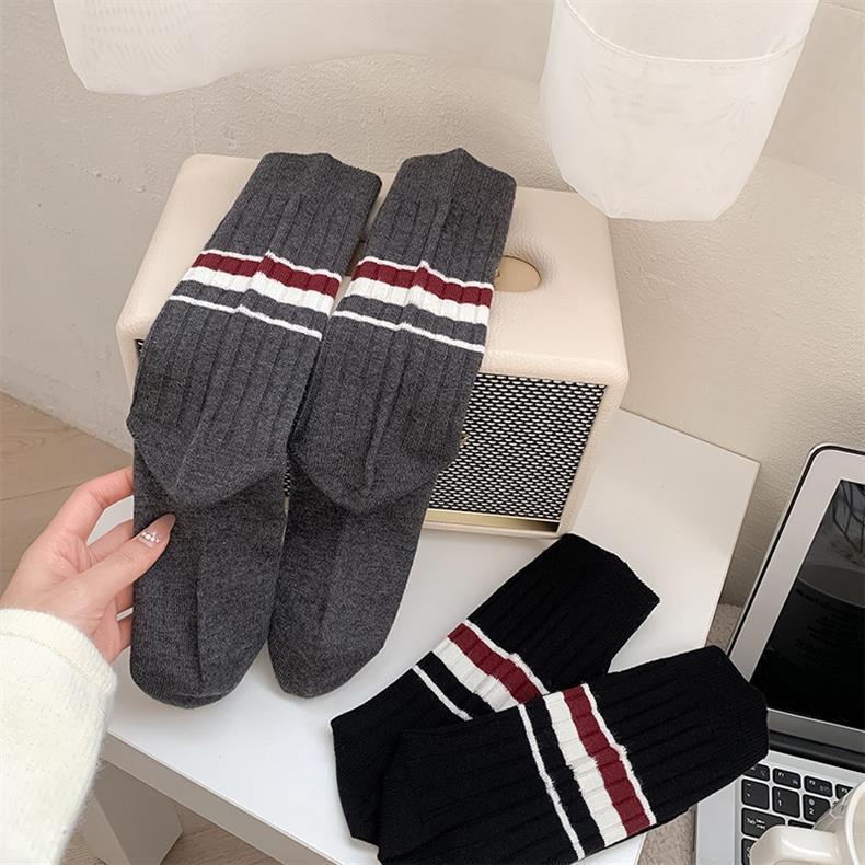Striped Cotton Crew Socks for Women | Breathable Winter Everyday Socks