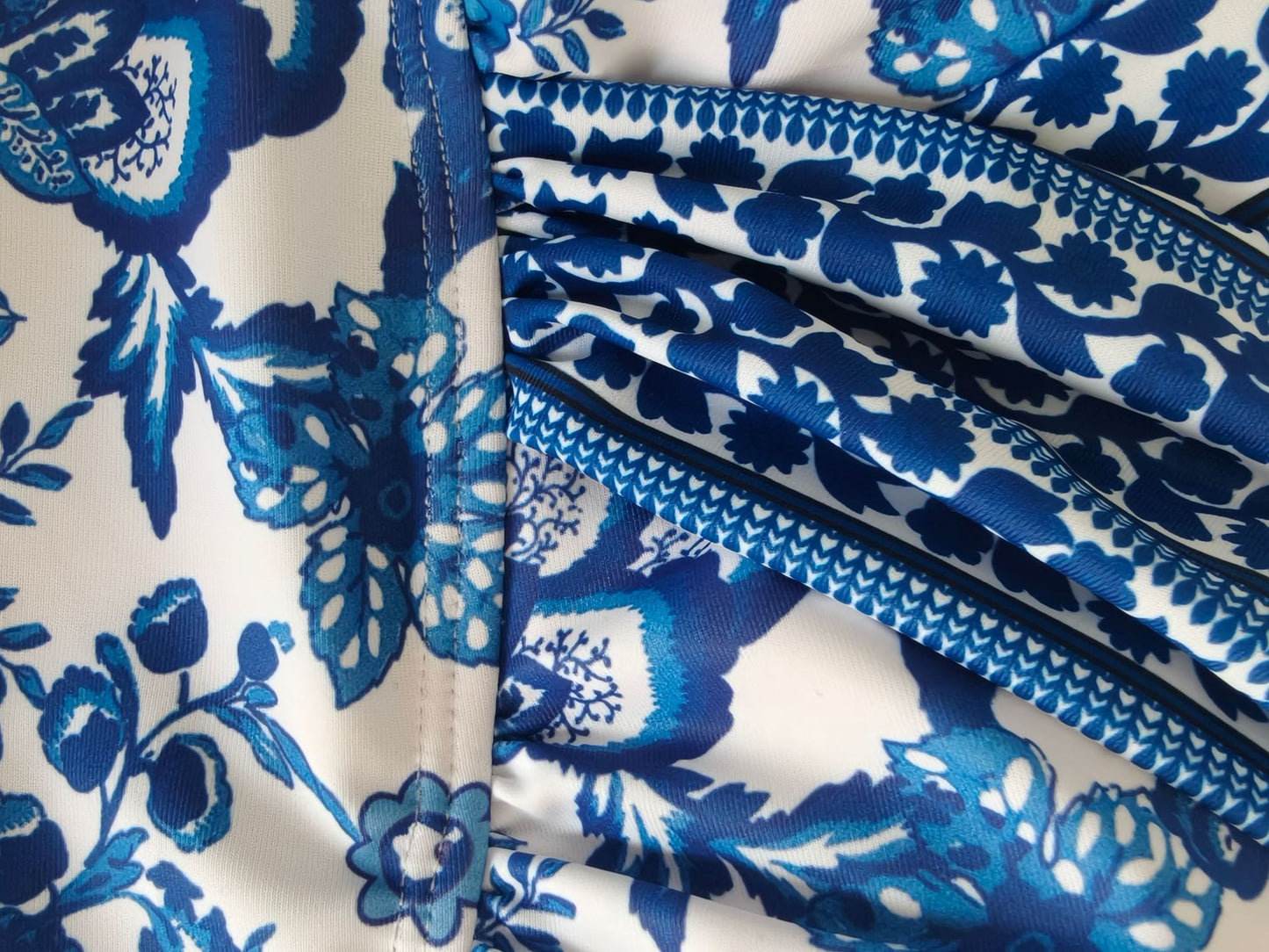 Blue Floral Halter One-Piece Swimsuit | Chic Women's Beach Swimwear