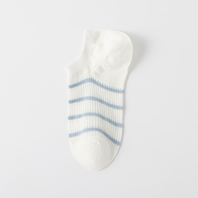 Striped No-Show Socks for Women | Breathable Non-Slip Socks