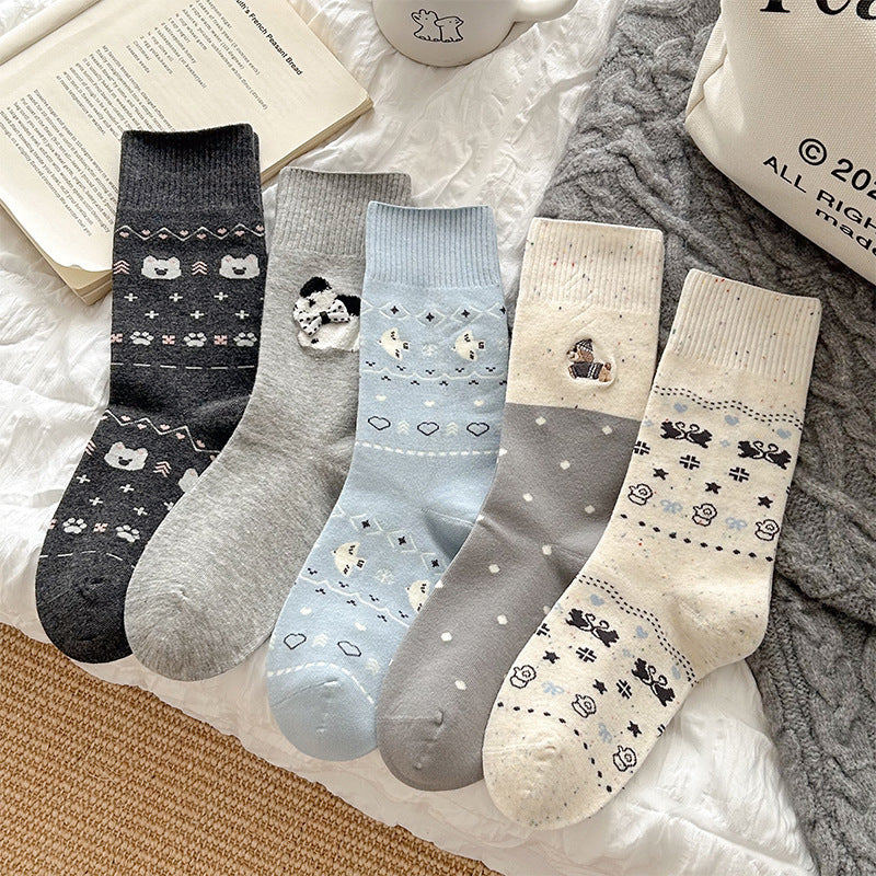 Cozy Cotton Crew Socks for Women | Cute Patterned Winter Socks