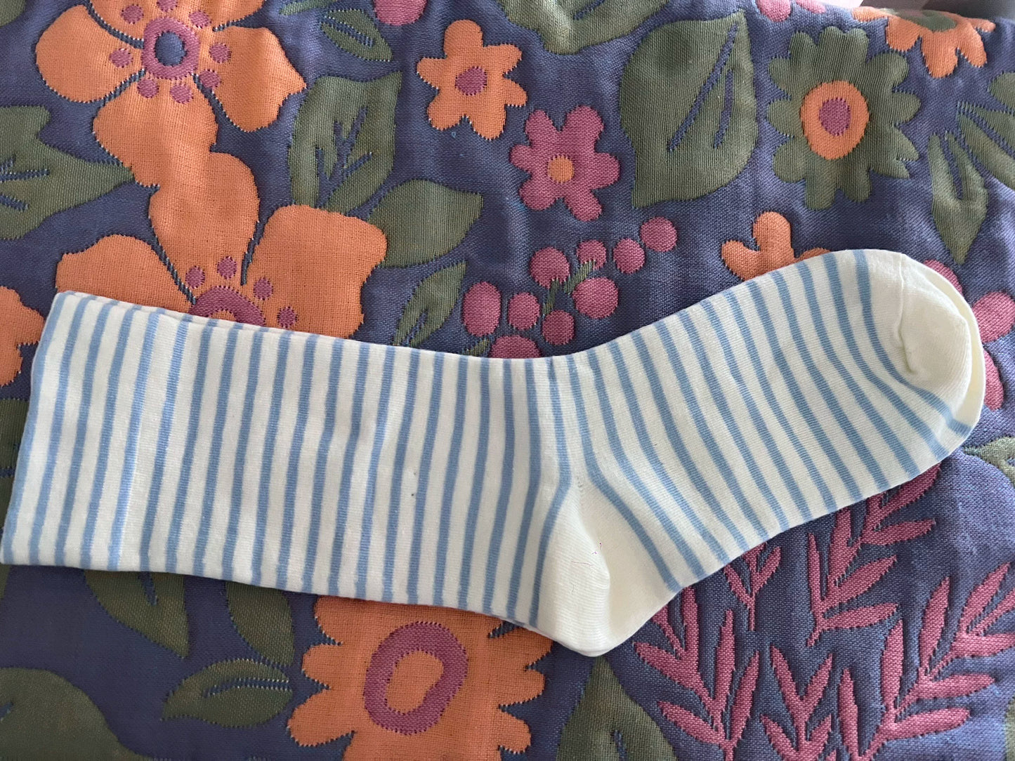 Soft Striped Cotton Crew Socks for Women | Loose Top Comfort
