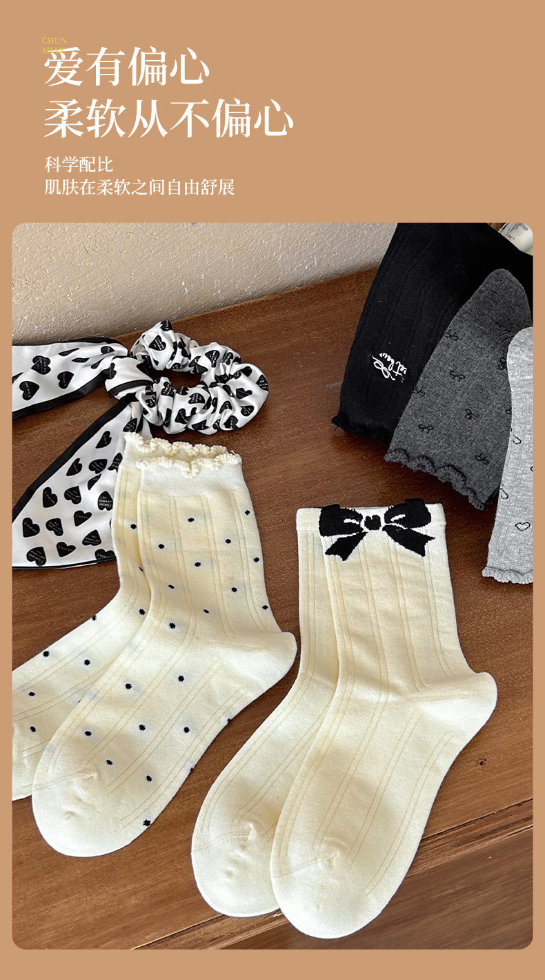Cute Cotton Crew Socks for Women | Patterned Fall Winter Socks