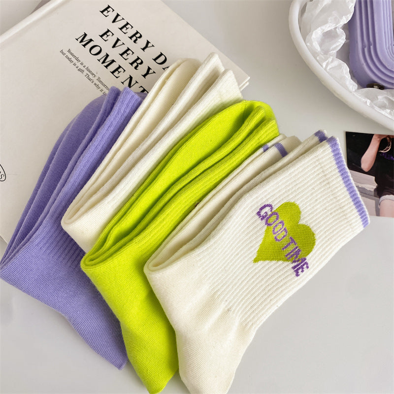 Trendy Graphic Crew Socks | Cotton Casual Athletic Socks for Women