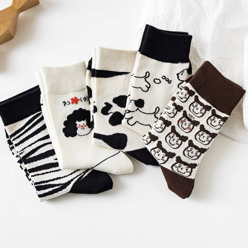 Cute Cartoon Novelty Crew Socks | Fun Patterned Cotton Socks for Women