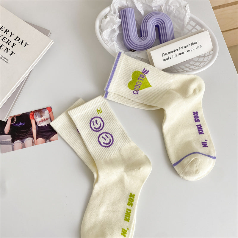 Trendy Graphic Crew Socks | Cotton Casual Athletic Socks for Women