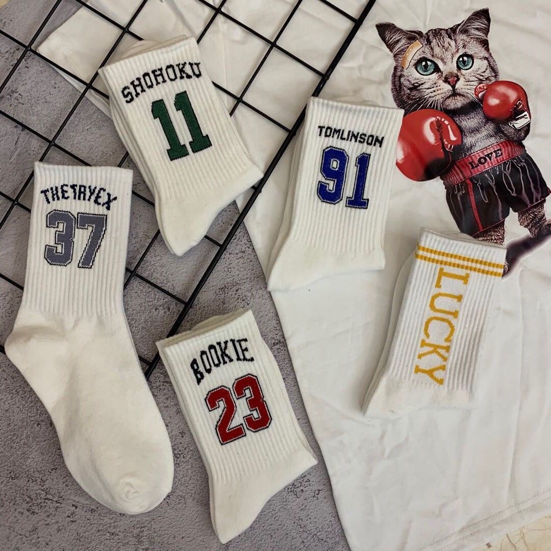 Trendy Graphic Crew Socks | Unisex Cotton Athletic Basketball Socks