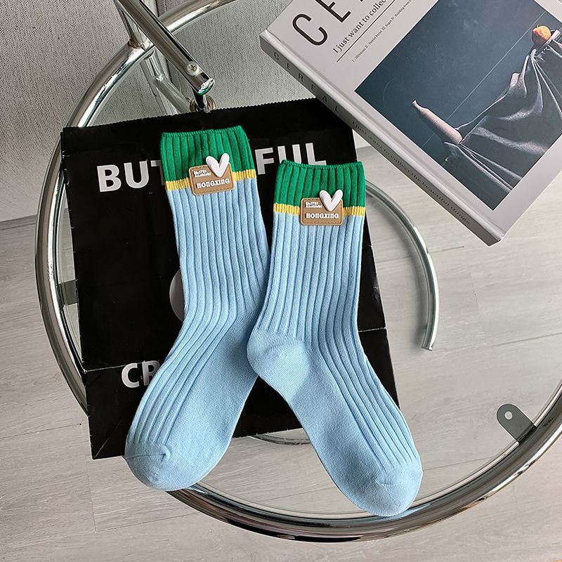 Trendy Colorblock Crew Socks for Women | Dopamine Style