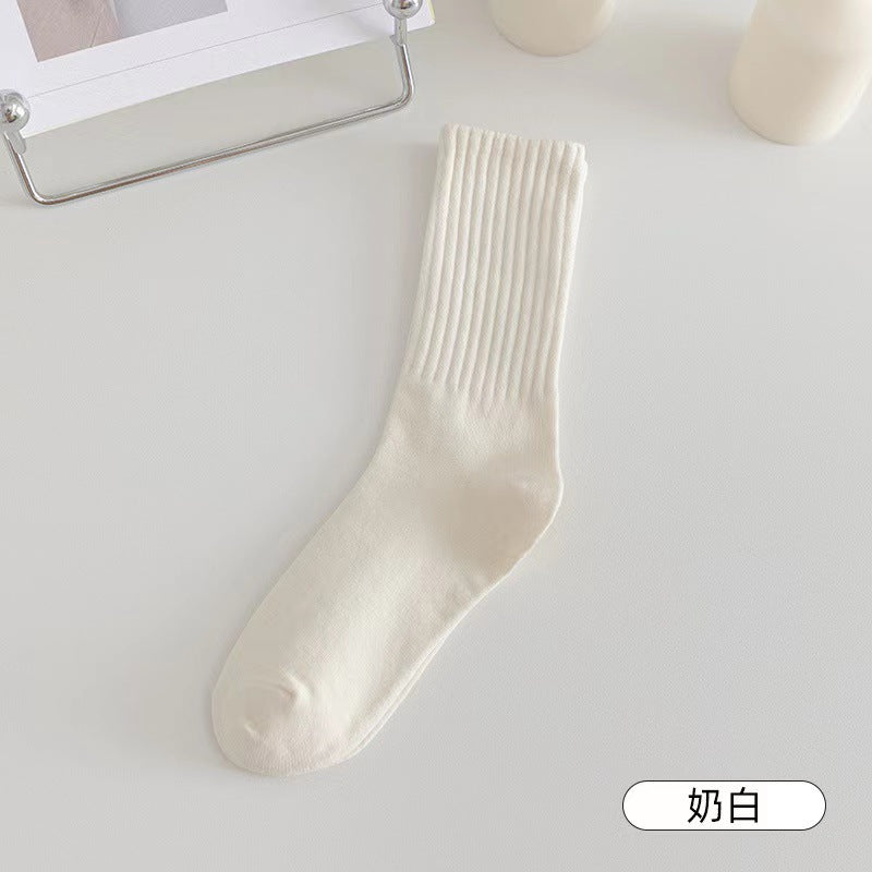 Solid Ribbed Crew Slouch Socks for Women | Fall Winter Casual