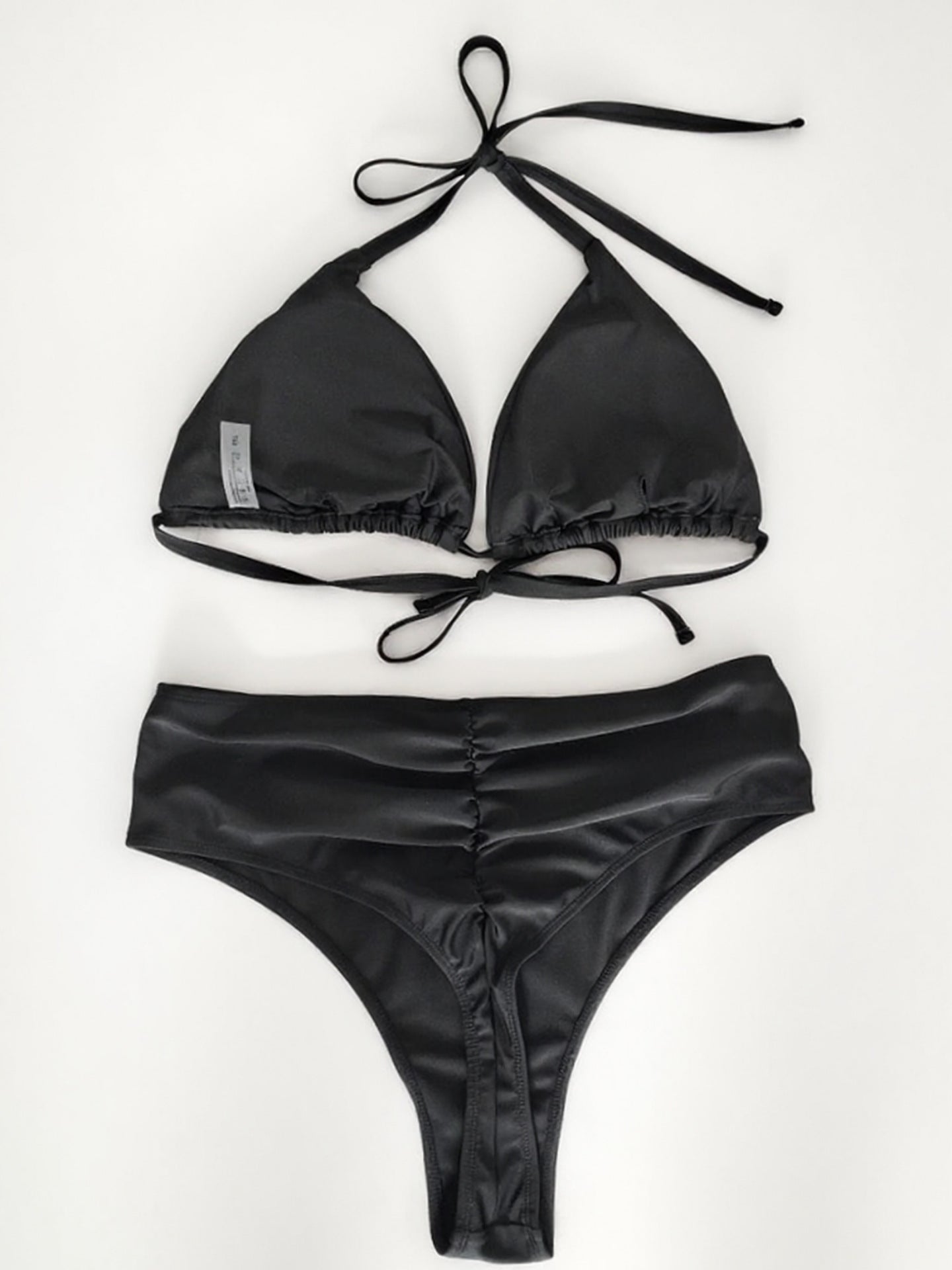 Plus Size Deep V Halter Bikini Set | Black Leopard Swimwear