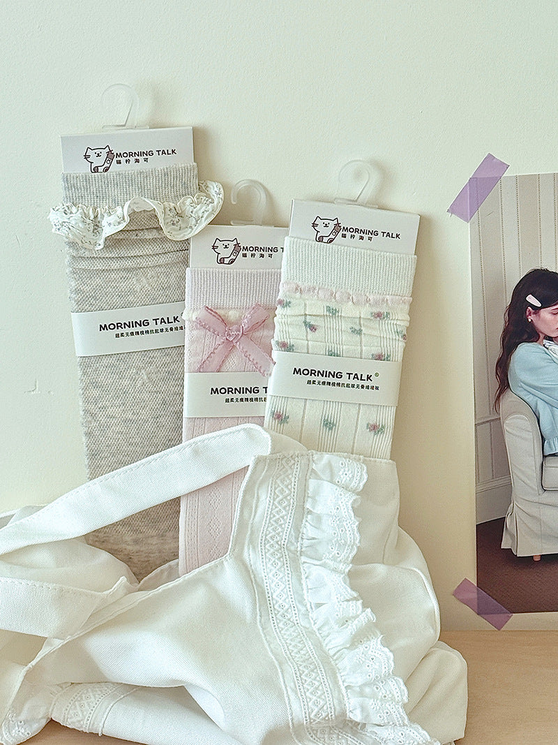 Seamless Cotton Crew Socks for Women | Fresh Pastel Slouch Socks