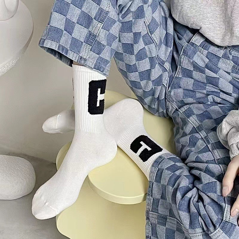 Trendy C Logo Crew Socks for Women | Soft Everyday Casual Socks