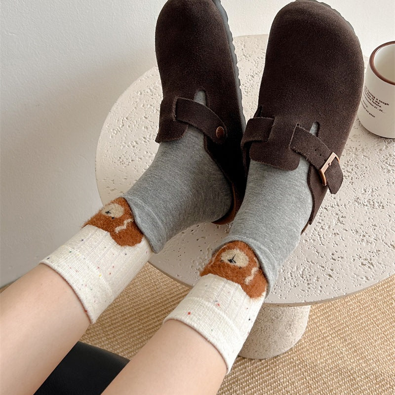 Cozy Cotton Cartoon Crew Socks for Women | Warm Winter Everyday Socks