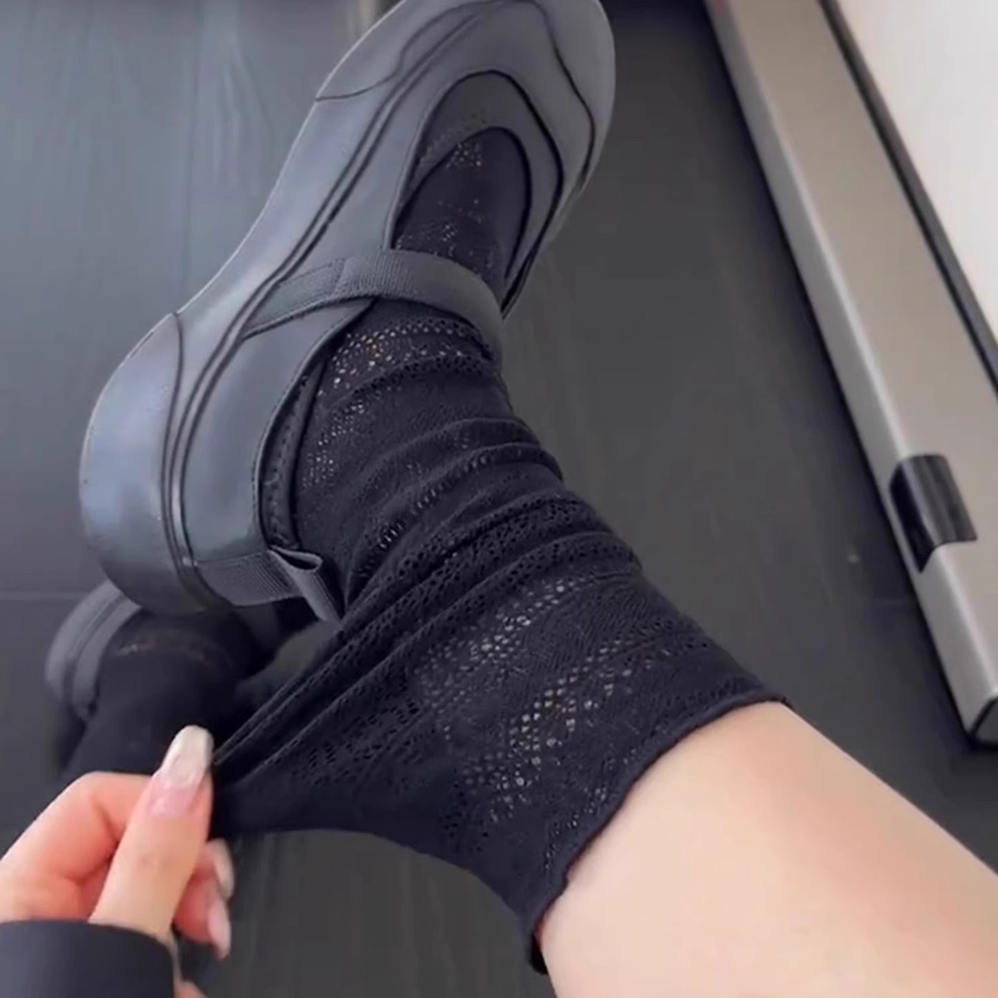 Lace Slouch Crew Socks | Breathable Mesh Ballet Socks for Women