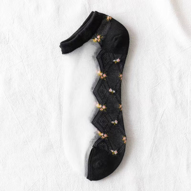Sheer No-Show Socks for Women | Breathable Cotton Sole Summer Socks