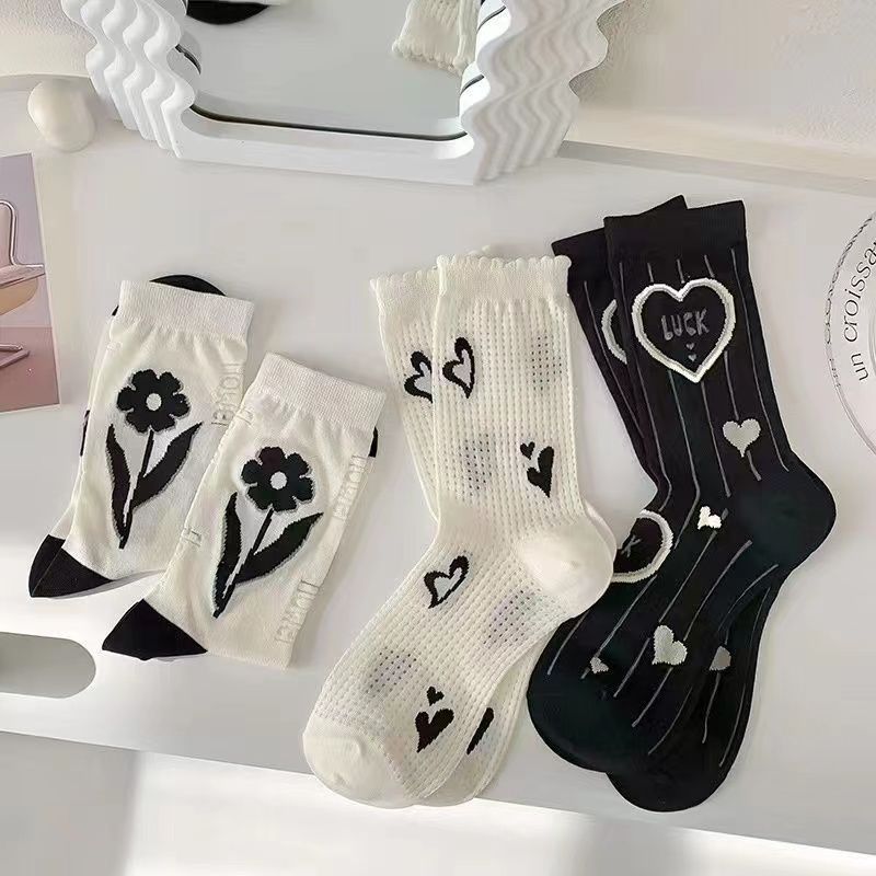 Patterned Crew Socks for Women | Breathable Summer Mesh Socks