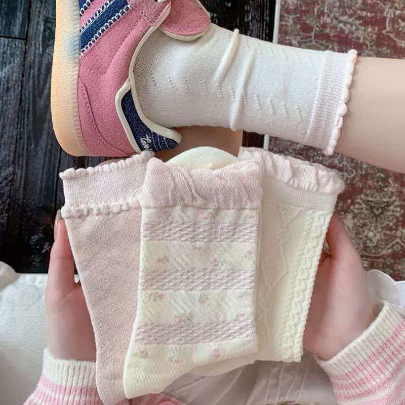 Sweet Patterned Crew Socks for Women | Breathable Cotton Casual Socks