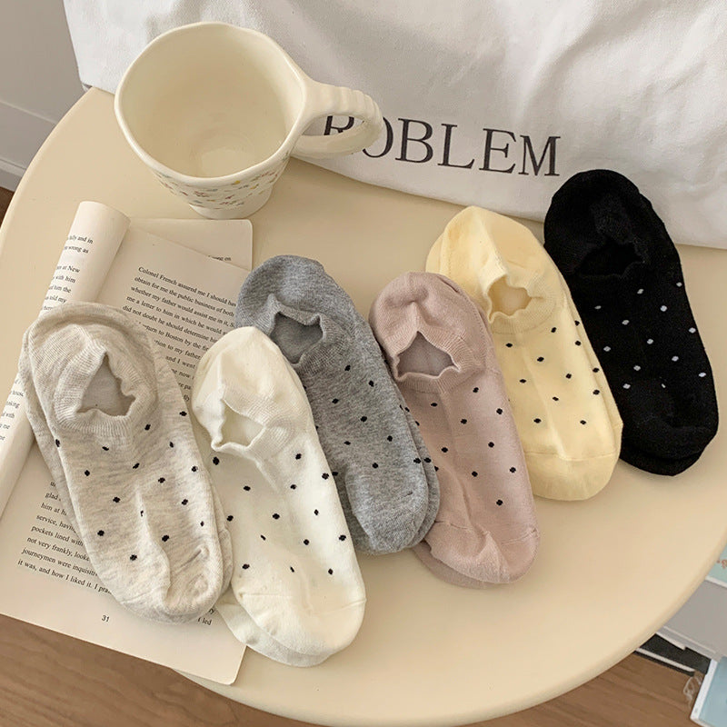 Polka Dot No Show Socks for Women | Breathable Cotton Low Cut