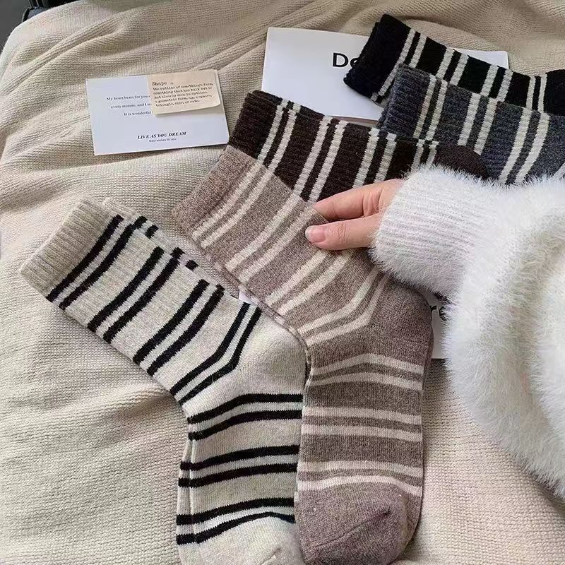 Cozy Striped Crew Socks for Women | Thick Warm Winter Socks