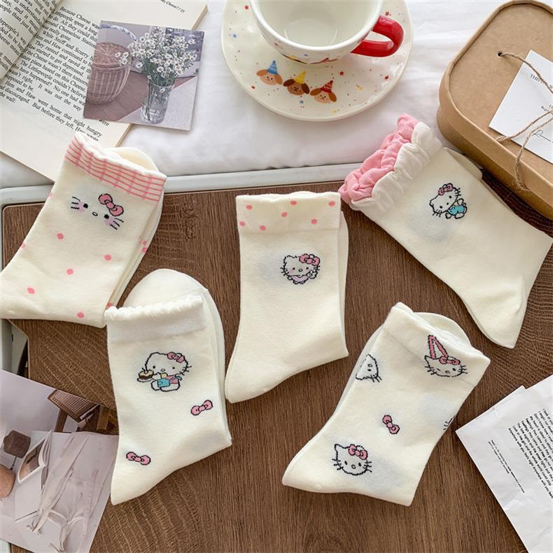 Cute Novelty Crew Socks | Kawaii Cat Print Socks for Women