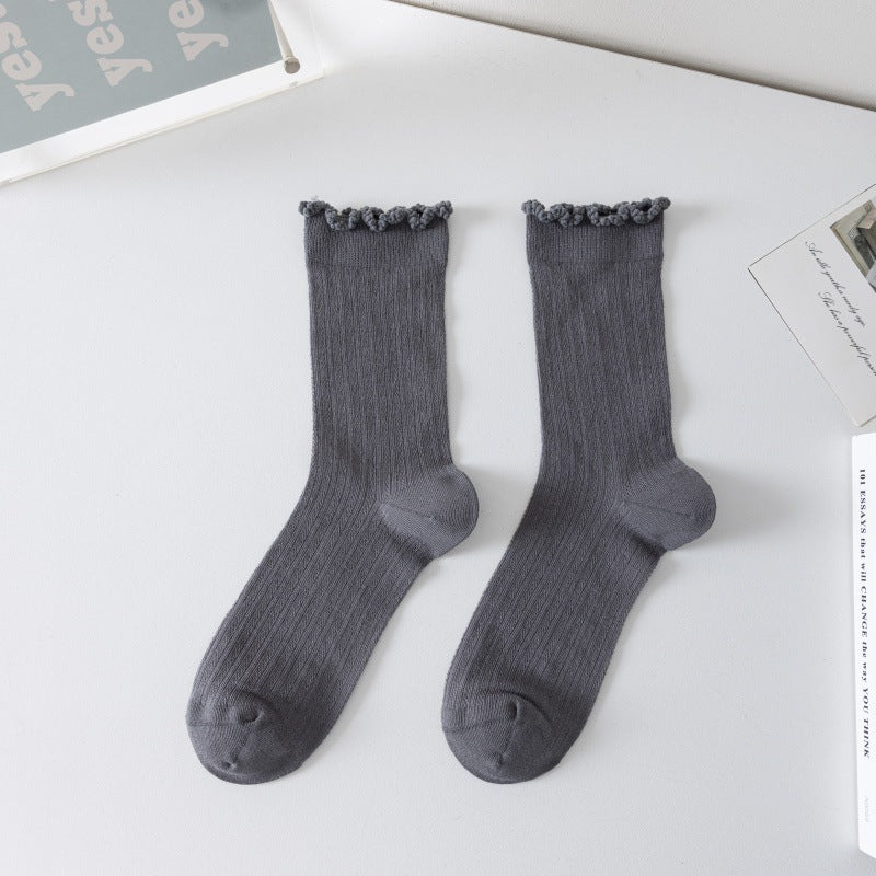 Lace Trim Crew Socks for Women | Breathable Mesh Summer Socks
