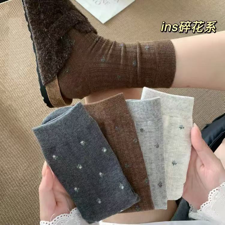 Vintage Floral Crew Socks for Women | Slouch Socks for Birkenstock