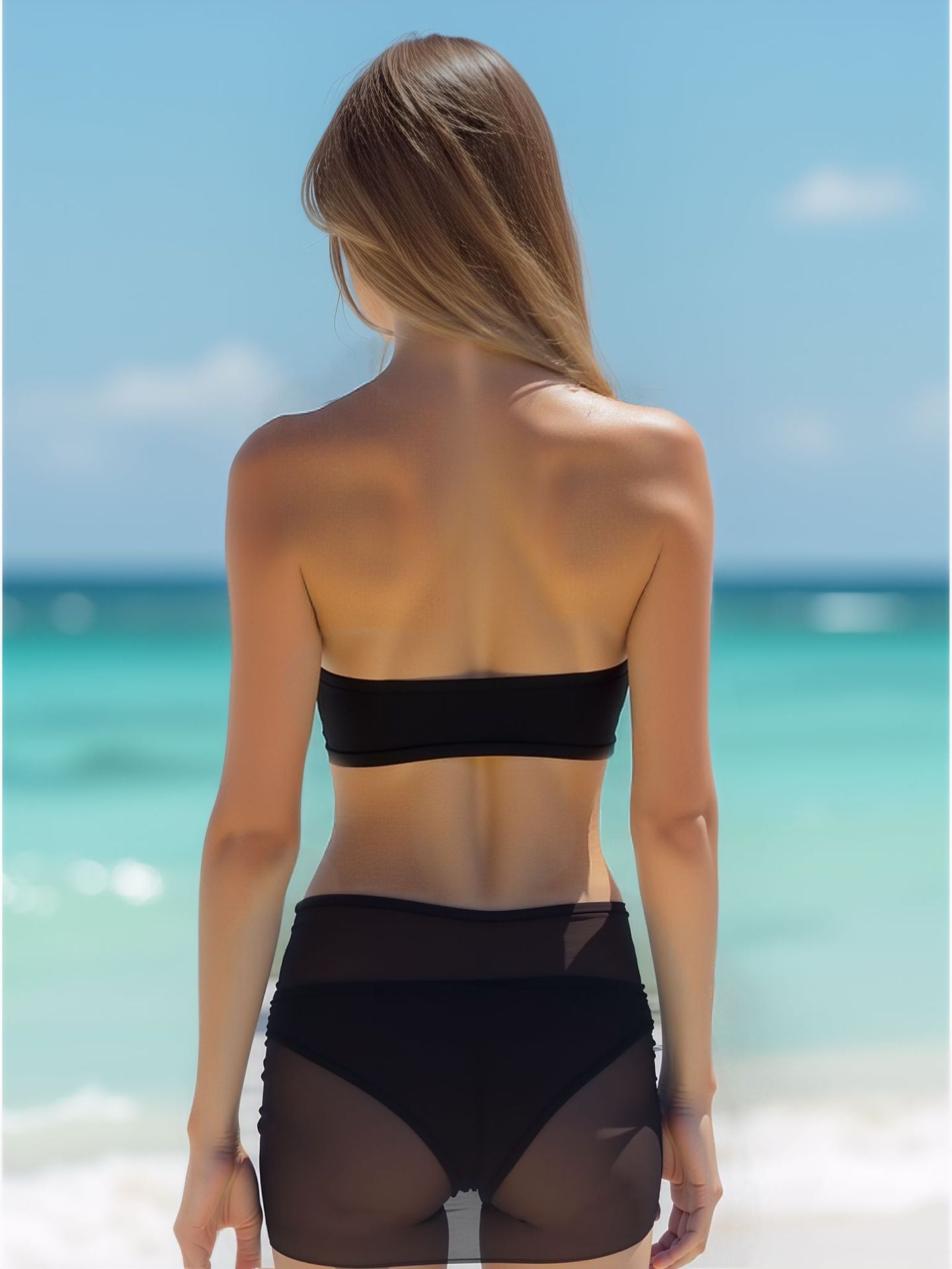 Textured Halter Mesh Skirt Bikini | Sexy Women's Beach Swimwear