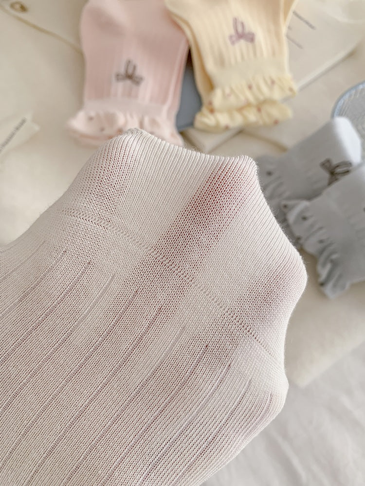 Cute Bow Ruffle Ankle Socks for Women | Balletcore Thin Warm Weather Socks