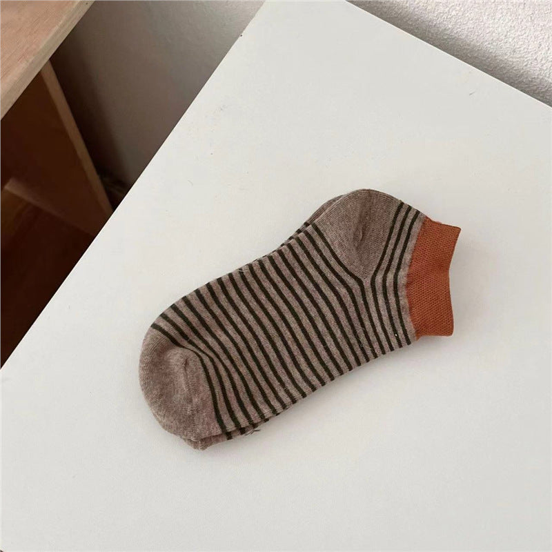 Striped Ankle Socks for Women | Color Block Cotton Casual Socks