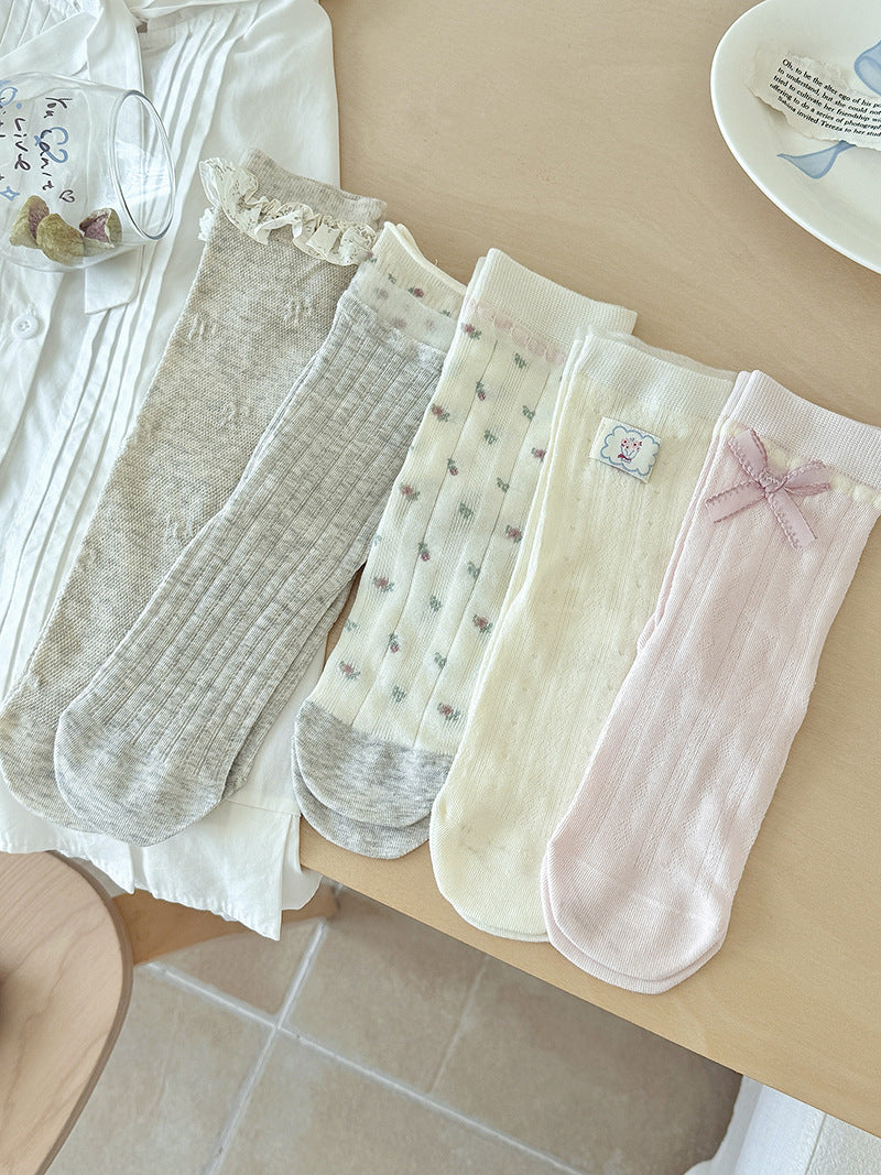 Seamless Cotton Crew Socks for Women | Fresh Pastel Slouch Socks