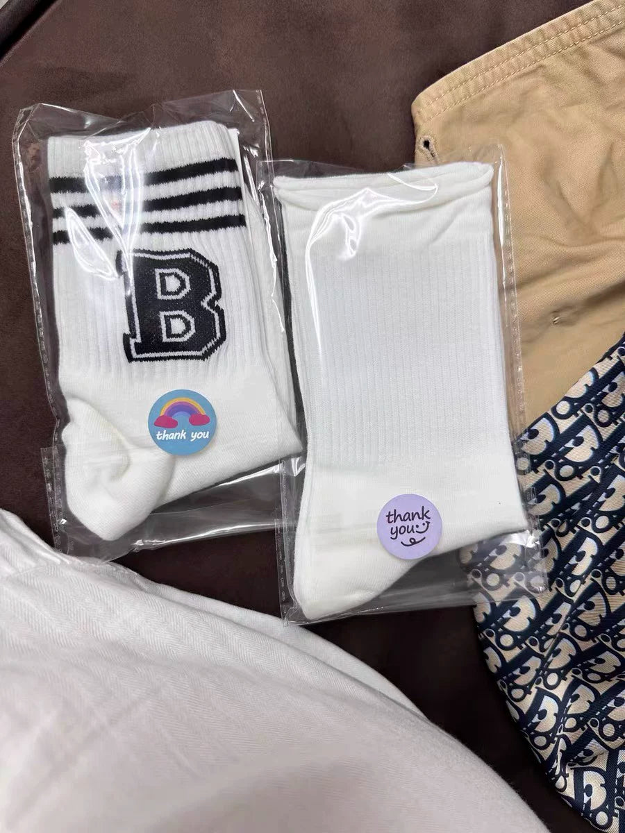 Crew Socks for Women | Black White Trendy Athletic Casual Socks