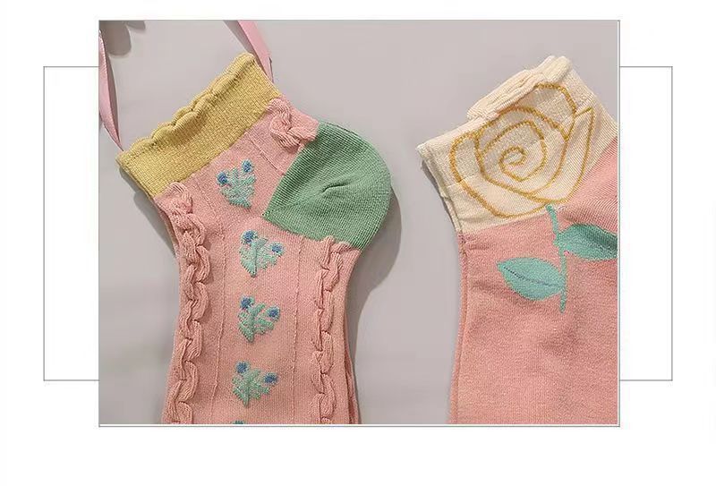 Floral Ruffle Ankle Socks for Women | Breathable Cotton Everyday Socks